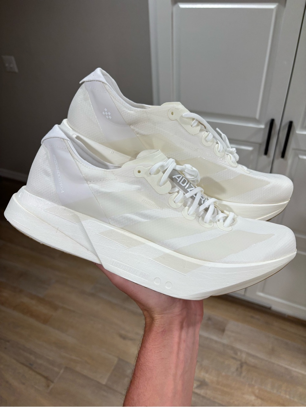 Adidas Adizero Adios Pro 4 ‘Non Dyed White’ Men’s Size 12 Running Shoes | JQ9702